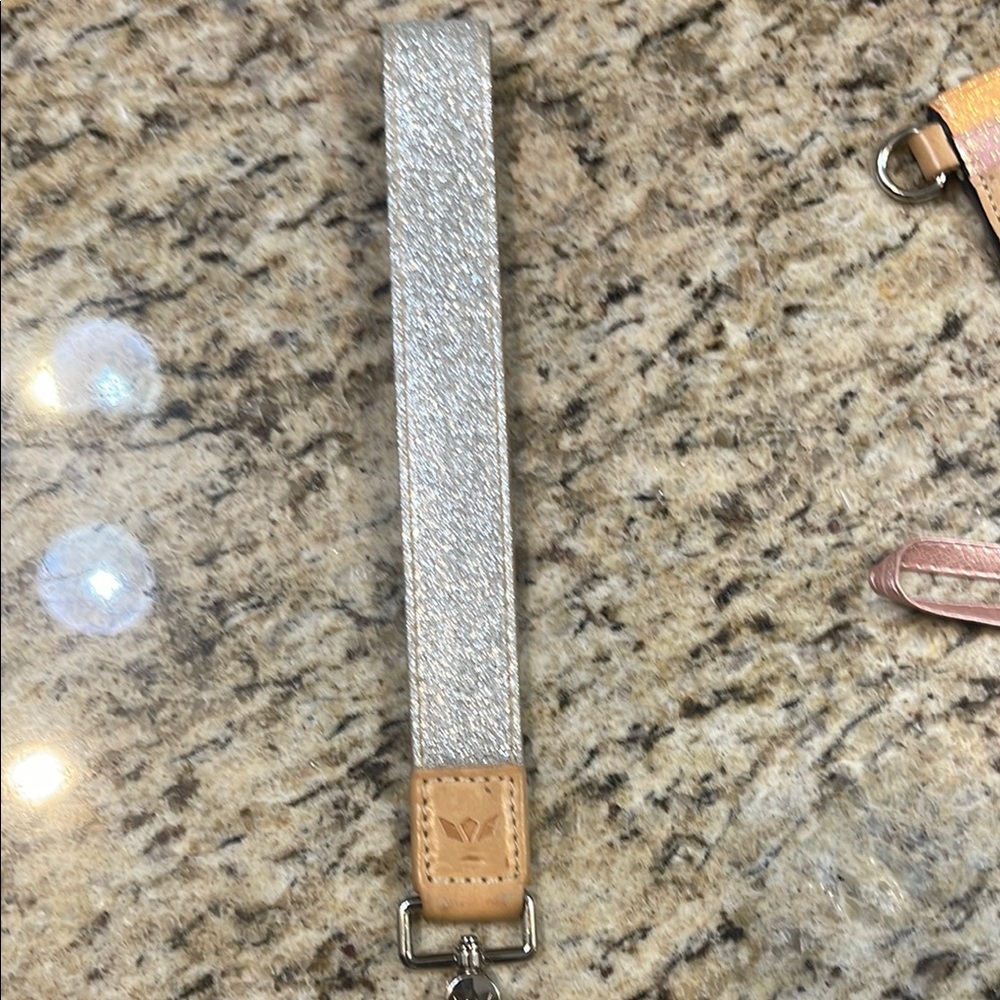 Consuela Silver and Tan wristlet strap